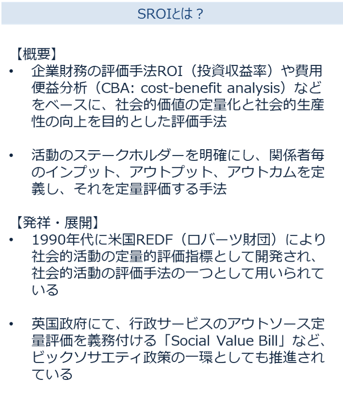 第八話 社会的インパクト評価におけるSROIとは